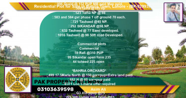 Residential Plot for Sale in Bahria Town, Lahore - (BP-92993)