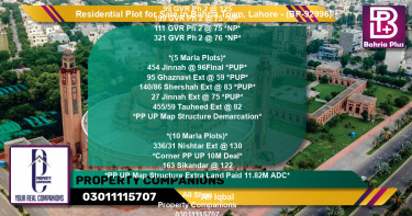 Residential Plot for Sale in Bahria Town, Lahore - (BP-92996)