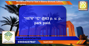 Residential Plot for Sale in Bahria Orchard, Lahore - (BP-92999)