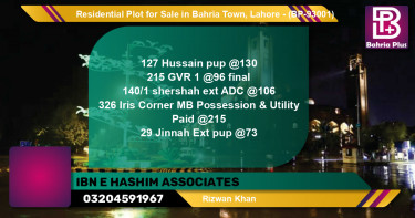 Residential Plot for Sale in Bahria Town, Lahore - (BP-93001)