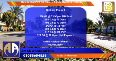 Residential Plot for Sale in Phase 4 - G6 Block -  Bahria Orchard, Lahore - (BP-93010)