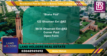 Residential Plot for Sale in Bahria Town, Lahore - (BP-93013)