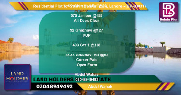Residential Plot for Sale in Bahria Town, Lahore - (BP-93031)