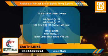 Residential Plot for Sale in Bahria Town, Lahore - (BP-93051)