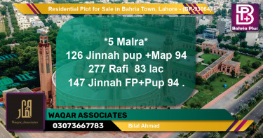 Residential Plot for Sale in Bahria Town, Lahore - (BP-93064)