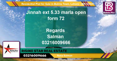 Residential Plot for Sale in Bahria Town, Lahore - (BP-93068)