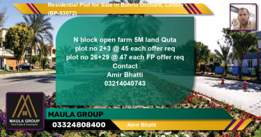 Residential Plot for Sale in Bahria Orchard, Lahore - (BP-93072)