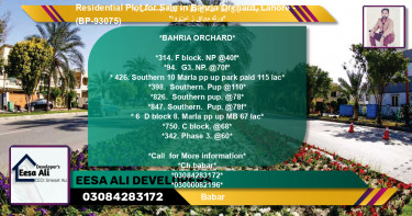 Residential Plot for Sale in Bahria Orchard, Lahore - (BP-93075)