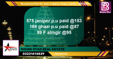 Residential Plot for Sale in Bahria Town, Lahore - (BP-93087)