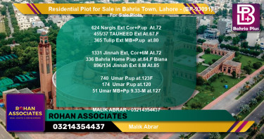 Residential Plot for Sale in Bahria Town, Lahore - (BP-93091)