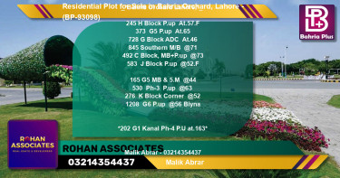 Residential Plot for Sale in Bahria Orchard, Lahore - (BP-93098)