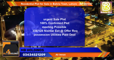 Residential Plot for Sale in Bahria Town, Lahore - (BP-93104)