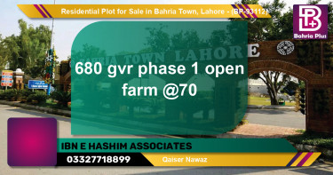 Residential Plot for Sale in Bahria Town, Lahore - (BP-93112)