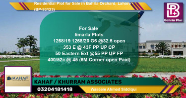 Residential Plot for Sale in Bahria Orchard, Lahore - (BP-93123)