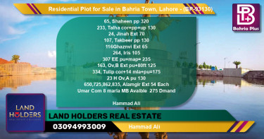 Residential Plot for Sale in Bahria Town, Lahore - (BP-93130)