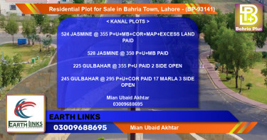 Residential Plot for Sale in Bahria Town, Lahore - (BP-93141)