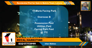 Residential Plot for Sale in Bahria Town, Lahore - (BP-93143)
