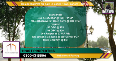 Residential Plot for Sale in Bahria Town, Lahore - (BP-93155)