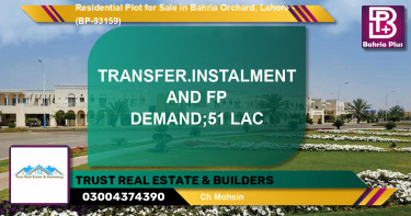 Residential Plot for Sale in Bahria Orchard, Lahore - (BP-93159)