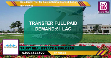 Residential Plot for Sale in Bahria Orchard, Lahore - (BP-93160)