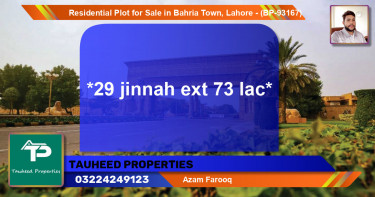 Residential Plot for Sale in Bahria Town, Lahore - (BP-93167)