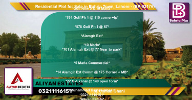 Residential Plot for Sale in Bahria Town, Lahore - (BP-93176)