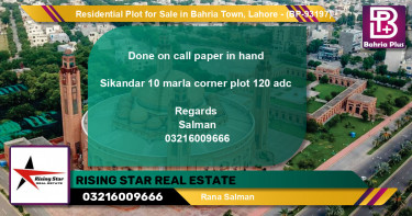 Residential Plot for Sale in Bahria Town, Lahore - (BP-93197)