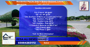 Residential Plot for Sale in Bahria Orchard, Lahore - (BP-93224)