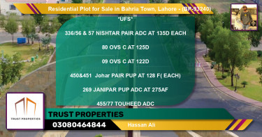 Residential Plot for Sale in Bahria Town, Lahore - (BP-93240)