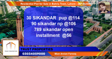 Residential Plot for Sale in Bahria Town, Lahore - (BP-93259)