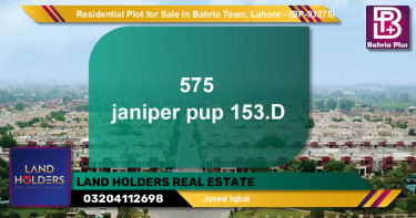 Residential Plot for Sale in Bahria Town, Lahore - (BP-93275)