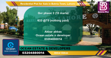Residential Plot for Sale in Bahria Town, Lahore - (BP-93292)