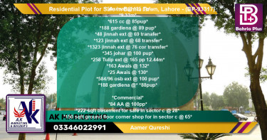 Residential Plot for Sale in Bahria Town, Lahore - (BP-93317)