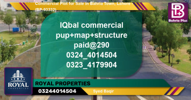 Commercial Plot for Sale in Bahria Town, Lahore - (BP-93332)