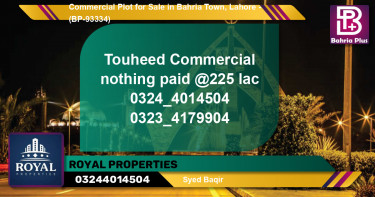 Commercial Plot for Sale in Bahria Town, Lahore - (BP-93334)