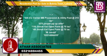 Residential Plot for Sale in Bahria Town, Lahore - (BP-93350)