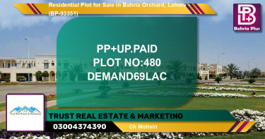 Residential Plot for Sale in Bahria Orchard, Lahore - (BP-93351)