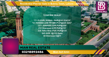 Residential Plot for Sale in Bahria Town, Lahore - (BP-93355)