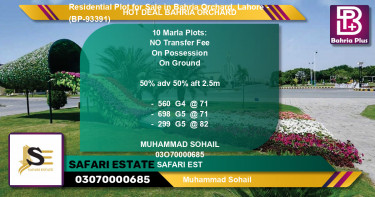 Residential Plot for Sale in Bahria Orchard, Lahore - (BP-93391)