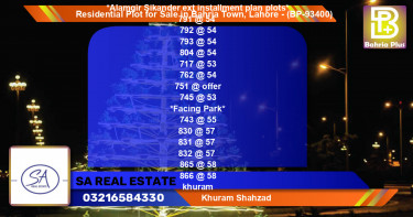 Residential Plot for Sale in Bahria Town, Lahore - (BP-93400)