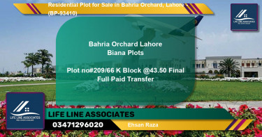 Residential Plot for Sale in Bahria Orchard, Lahore - (BP-93410)