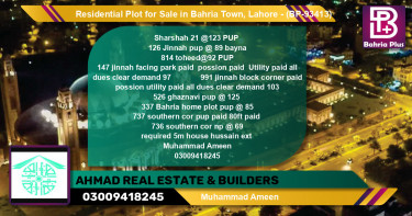 Residential Plot for Sale in Bahria Town, Lahore - (BP-93413)