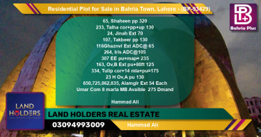 Residential Plot for Sale in Bahria Town, Lahore - (BP-93429)