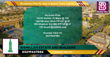 Residential Plot for Sale in Bahria Town, Lahore - (BP-93439)