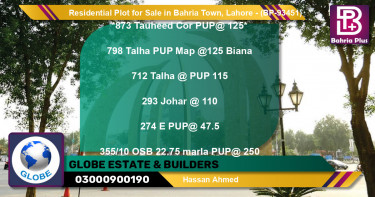 Residential Plot for Sale in Bahria Town, Lahore - (BP-93451)