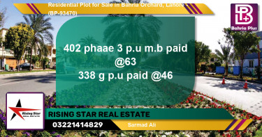 Residential Plot for Sale in Bahria Orchard, Lahore - (BP-93470)