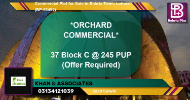 Commercial Plot for Sale in Bahria Town, Lahore - (BP-93492)