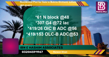 Residential Plot for Sale in Bahria Orchard, Lahore - (BP-93493)