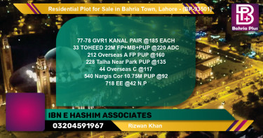Residential Plot for Sale in Bahria Town, Lahore - (BP-93501)