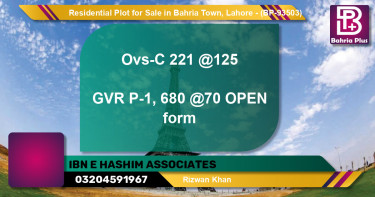 Residential Plot for Sale in Bahria Town, Lahore - (BP-93503)